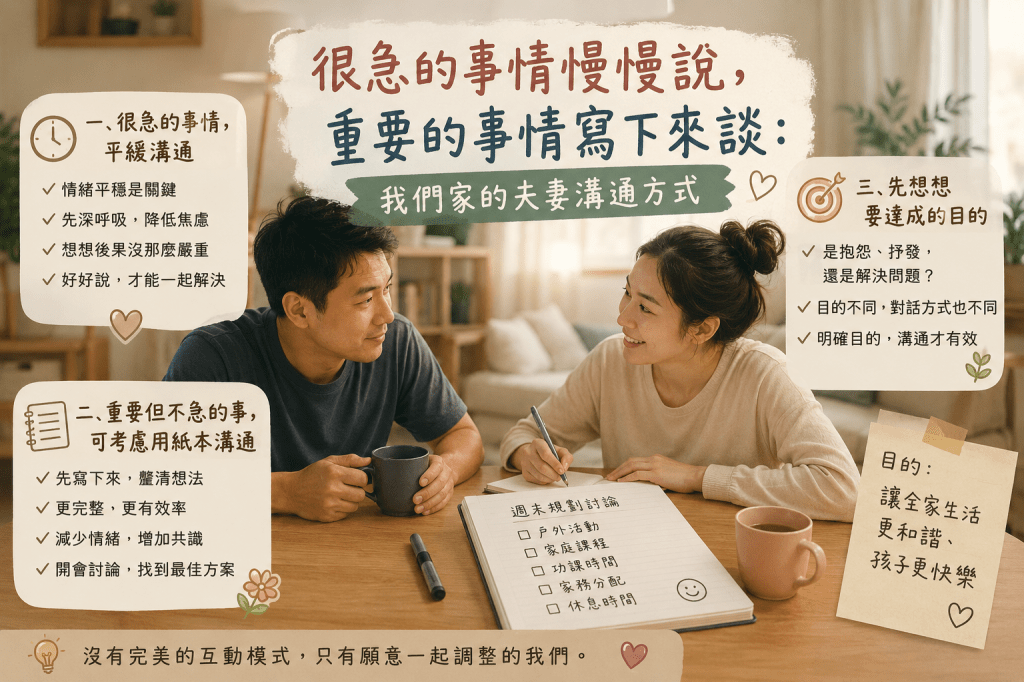 很急的事情慢慢說，重要的事情寫下來談-我們家的夫妻溝通方式