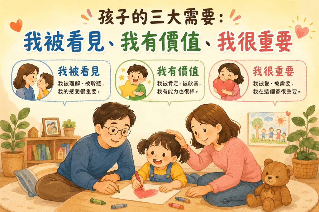 孩子的三大需要：我被看見、我有價值、我很重要